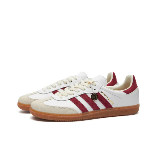 Sporty & Rich x Adidas Samba OG White Core Burgundy - Image 4